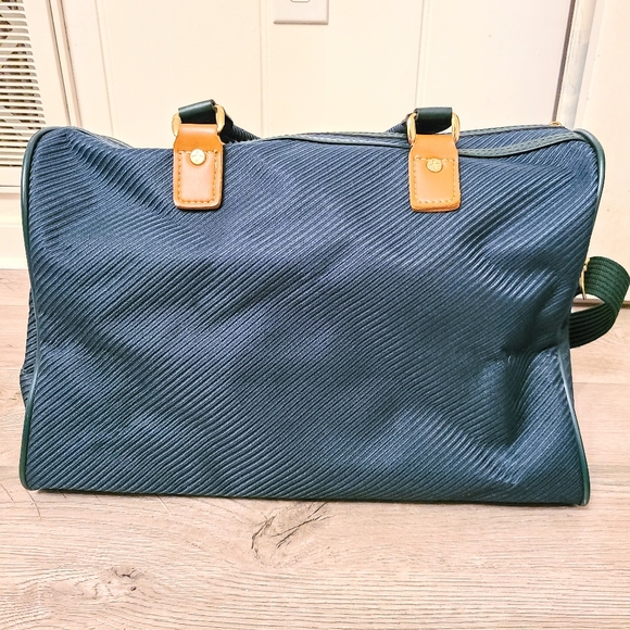 Like-new Atlantic Luggage Carry On Size Shoulder Bag in Blue-Green w/ Tan Strap - Picture 7 of 11